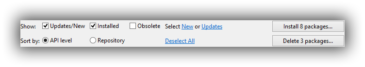 Ici j'ai 8 paquets à installer