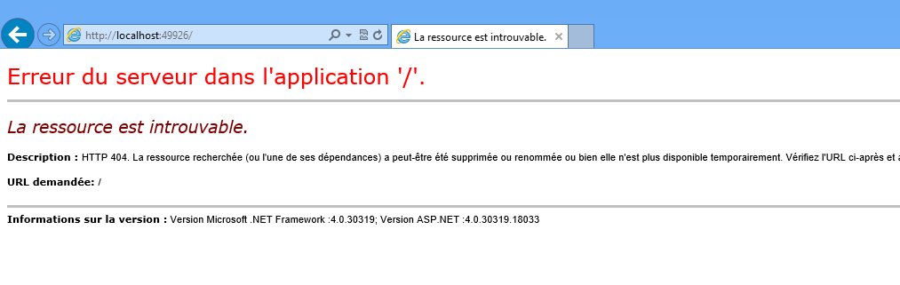 Erreur lors du démarrage de l'application web