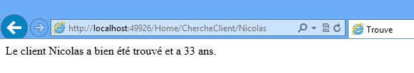 Affichage de la vue qui cherche un client