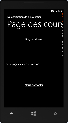 Utilisation du contrôle HyperLinkButton pour la navigation