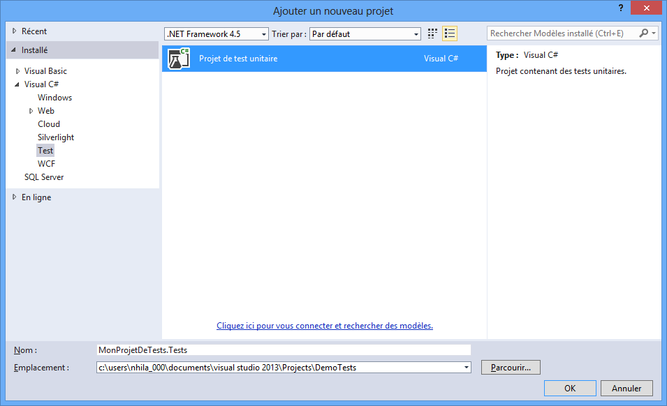 Ajouter un projet de tests