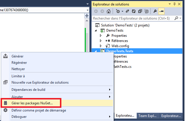 Gérer les packages NuGet