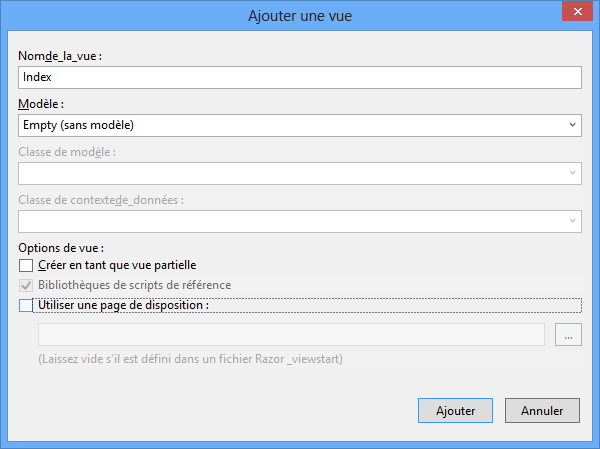 Ajout de la vue