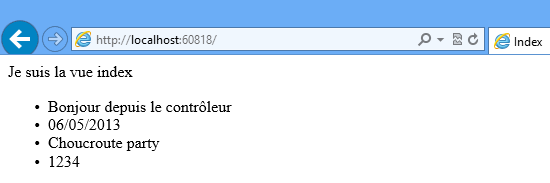 Utilisation du dictionnaire ViewData