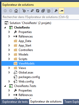 Création du répertoire ViewModels