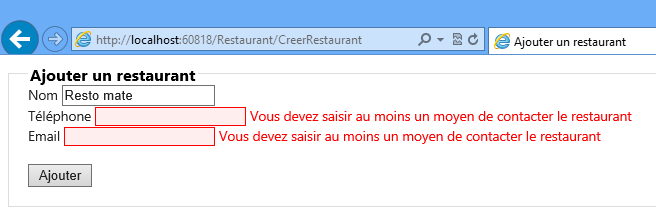 Validation personnalisée avec l'interface IValidatableObject