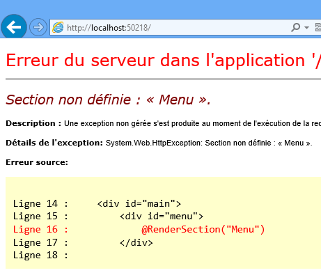 Erreur quand la section est indéfinie