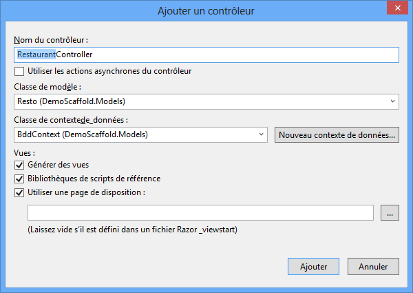 Choix du modèle et de la classe de contexte de données