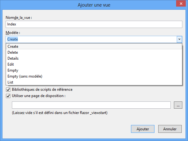 Choix d'un modèle de vue de structure