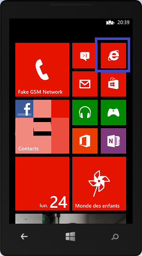 Démarrage de l'application Internet Explorer