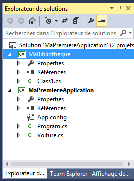 Deux projets dans la solution