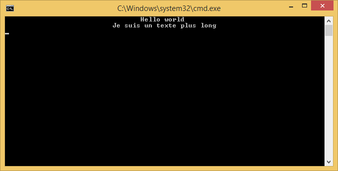 Centrer du texte sur la console