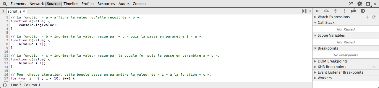 Le débogueur de Chrome