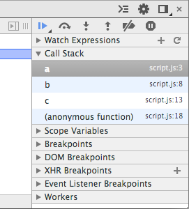 La pile d'exécution sous Chrome