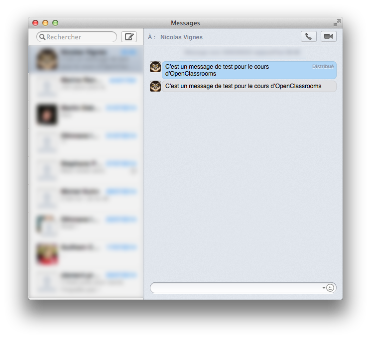 L'interface de Messages