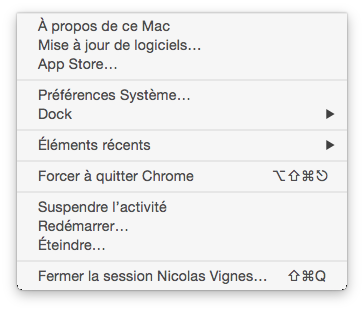 Contenu du Menu Pomme