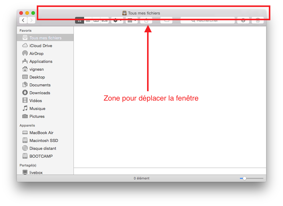 Sélectionnez le haut de la fenêtre pour déplacer celle-ci