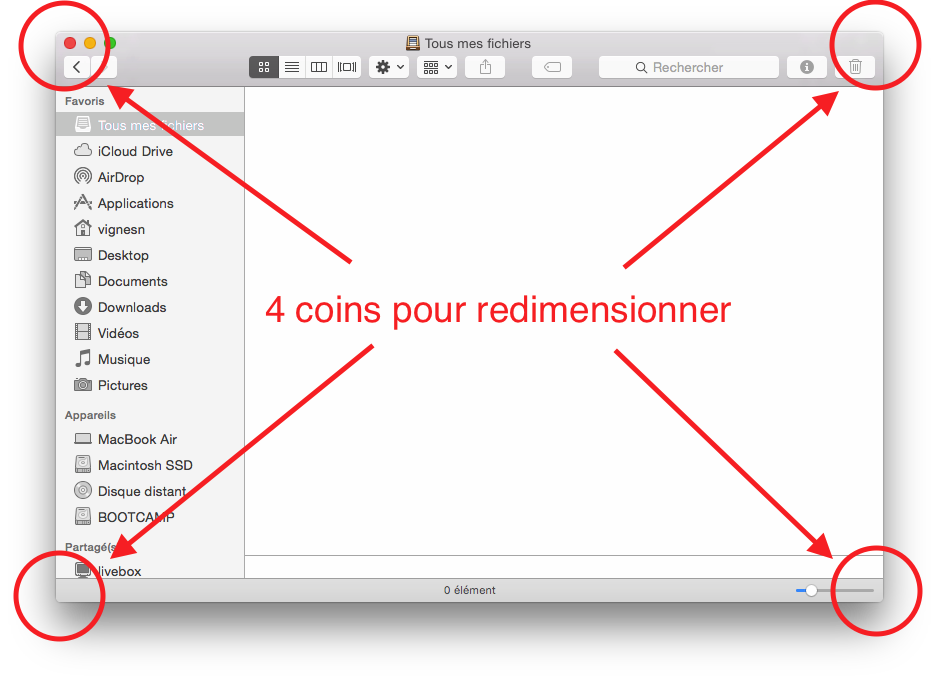 Utilisez les 4 coins de la fenêtre pour redimensionner celle-ci