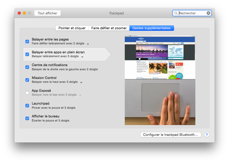 Préférences Trackpad