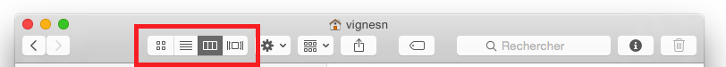 Changer le type d'affichage dans une fenêtre Finder