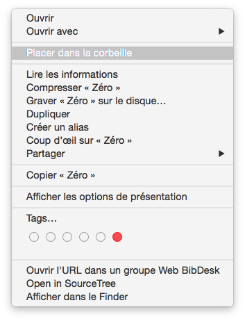 Placer un fichier dans la Corbeille grâce au clic-droit