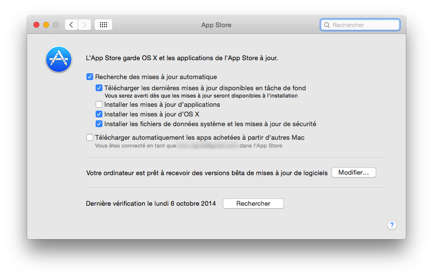 Préférences Mise à jour de logiciels