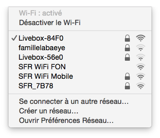 Liste de réseaux Wi-Fi