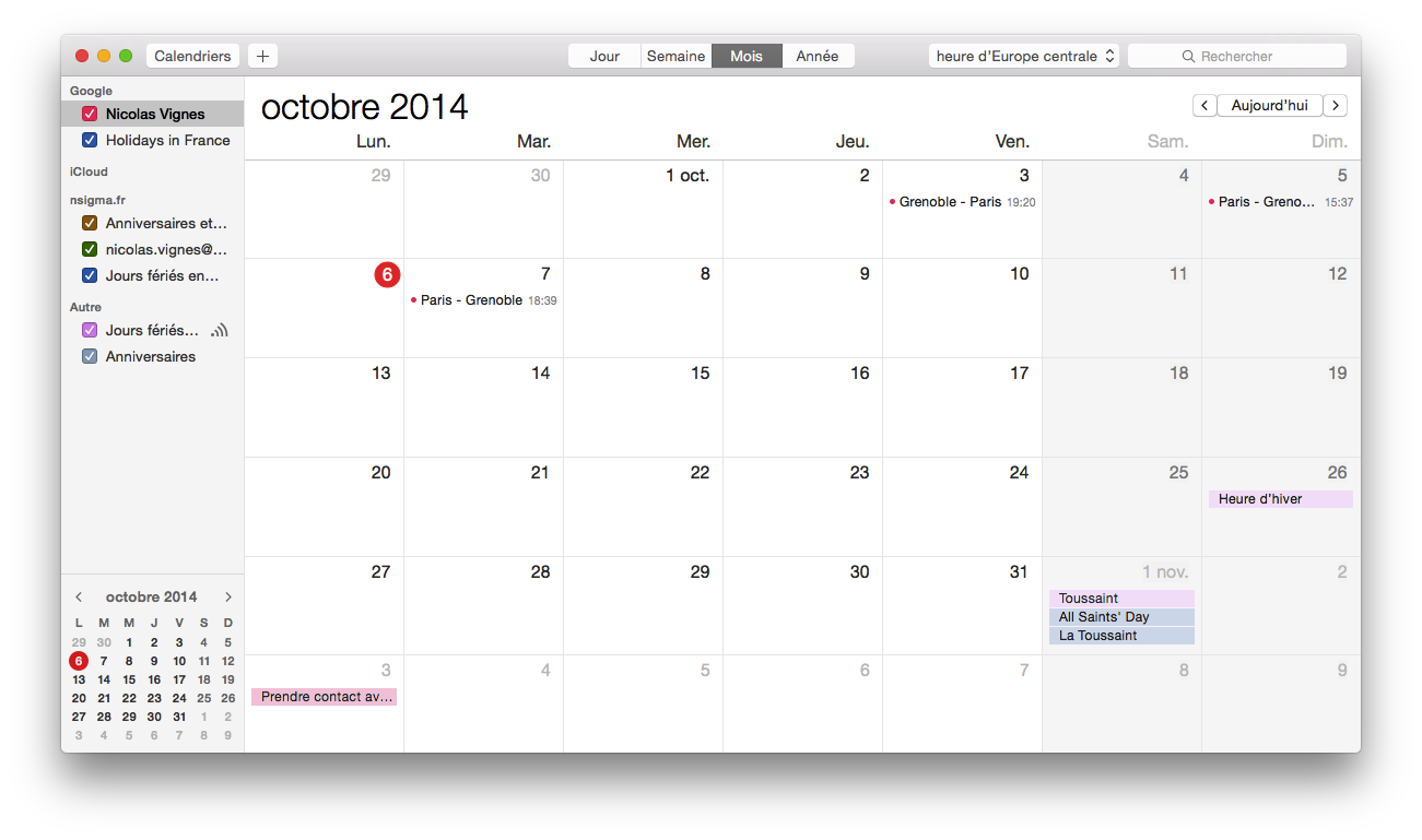 L'application Calendrier