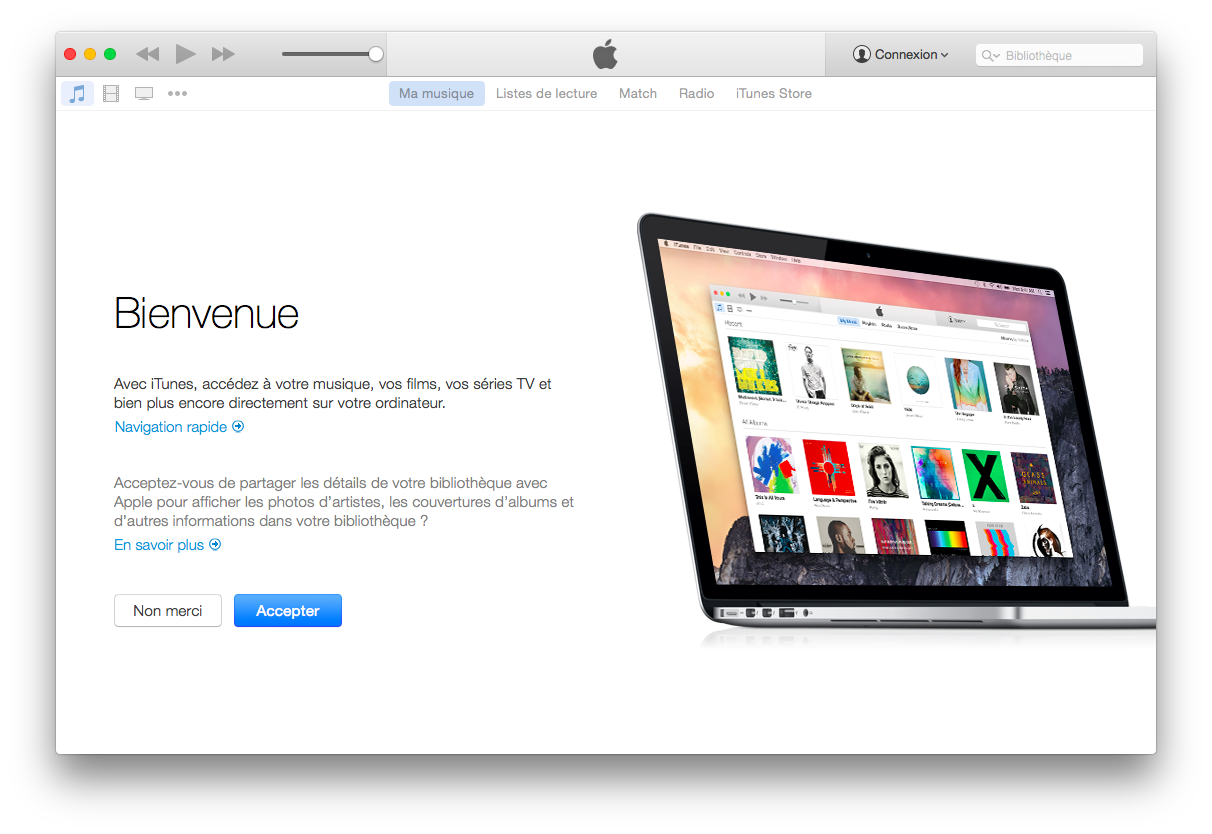iTunes 12 : premier démarrage