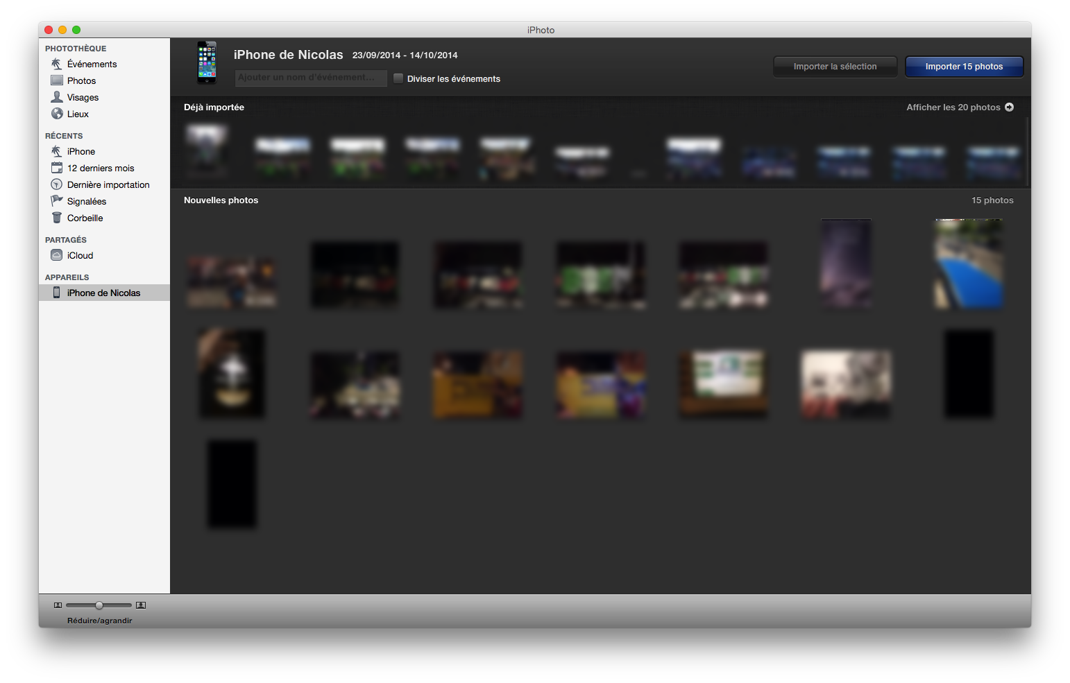 Importer des photos dans iPhoto