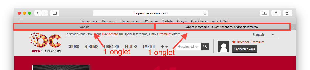 Deux onglets ouverts