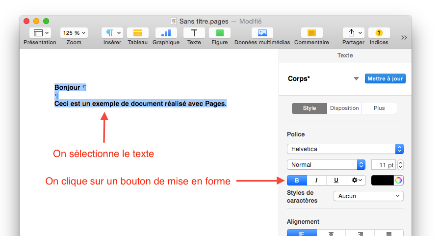Mise en forme d'un document