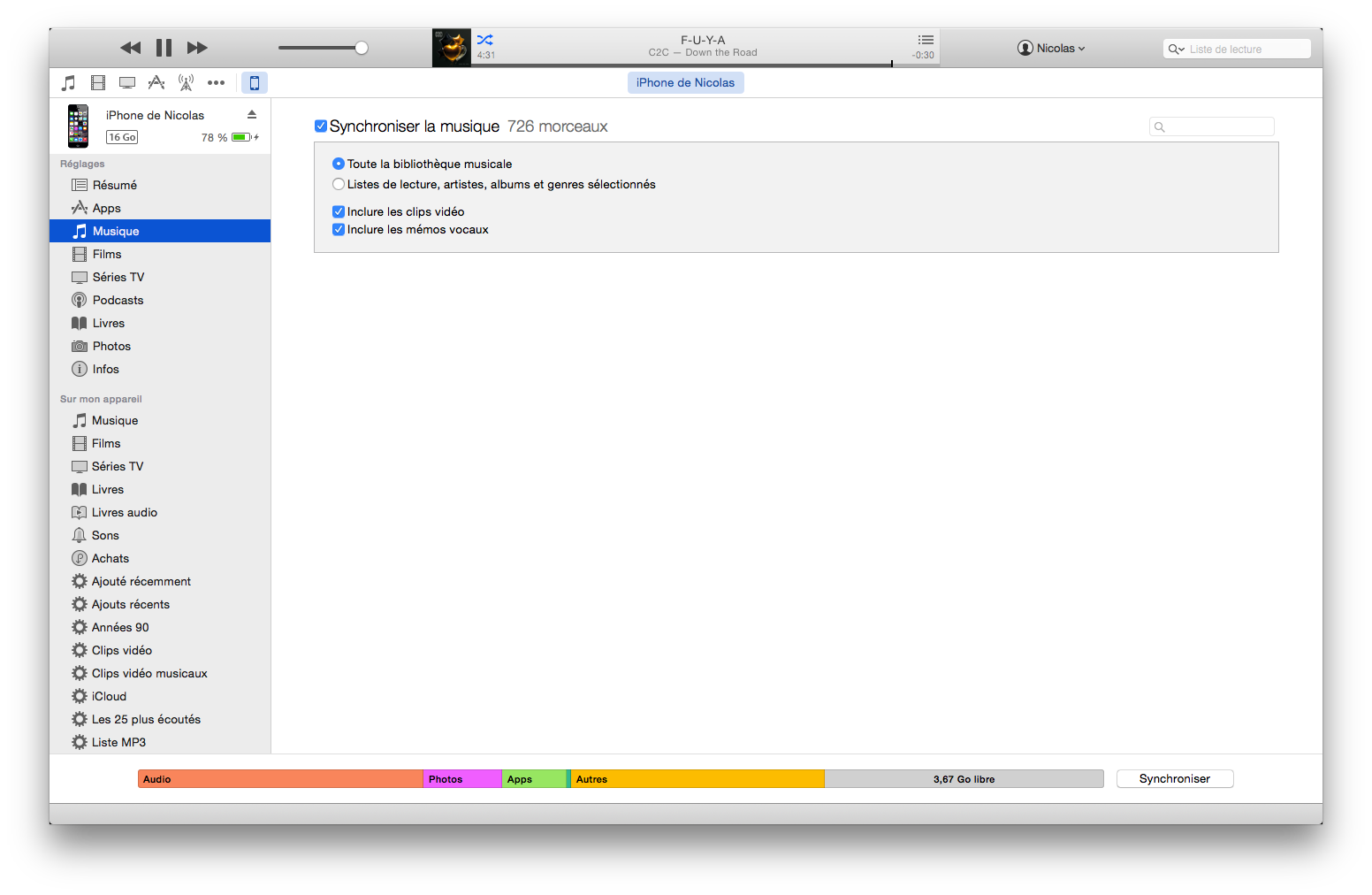 Synchronisation des musiques