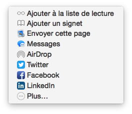 Exemple de partage dans Safari