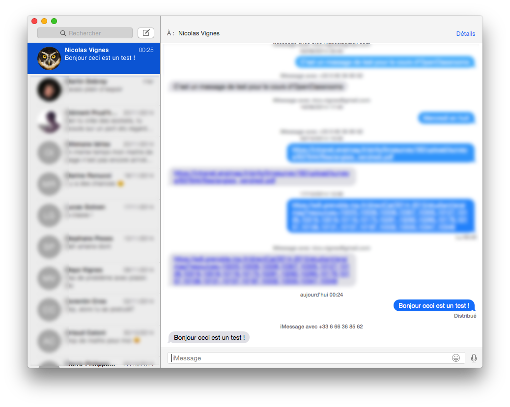 L'interface de Messages
