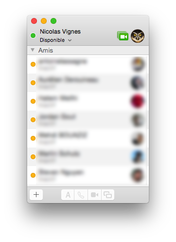 Liste d'amis dans Messages