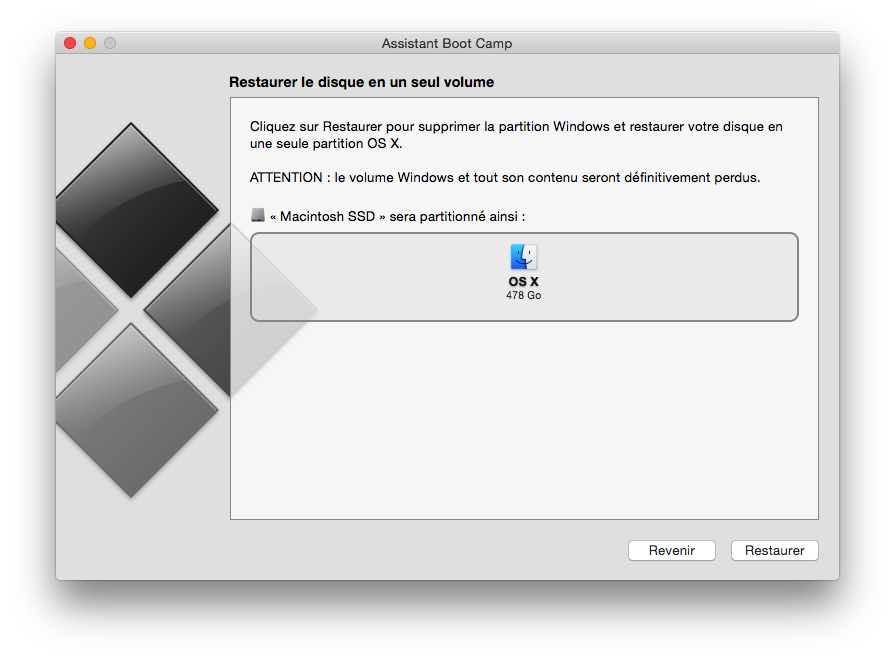 Supprimer une partition Boot Camp