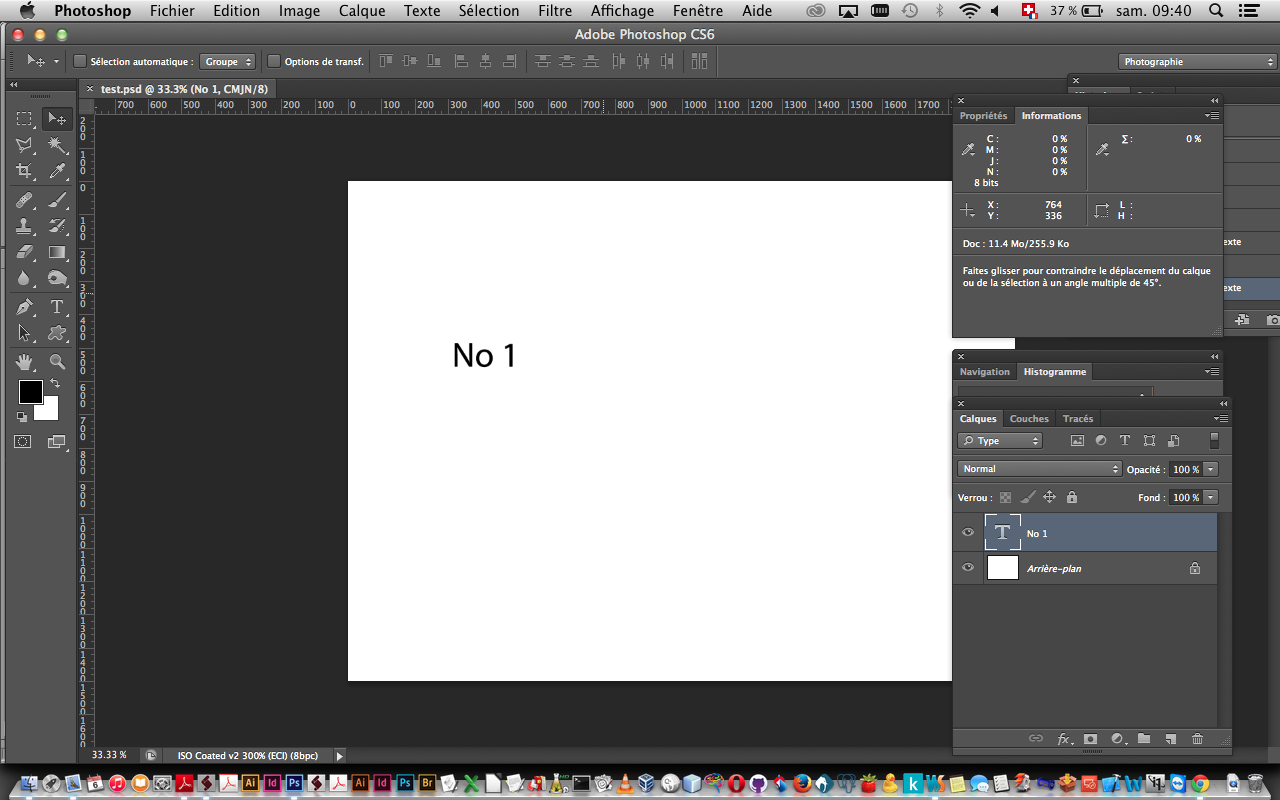 créer un document indesign avec un calque de texte