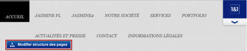 Bouton bleu pour modifier la structure des pages