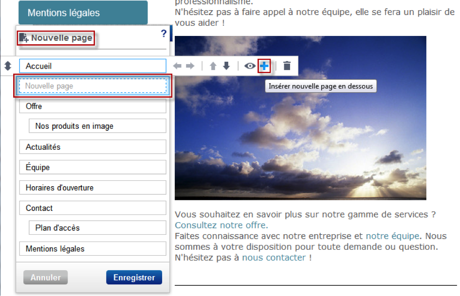 Insérer une nouvelle page