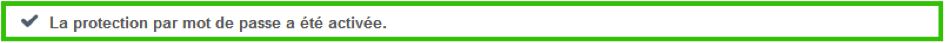 Message d'activation du mot de passe