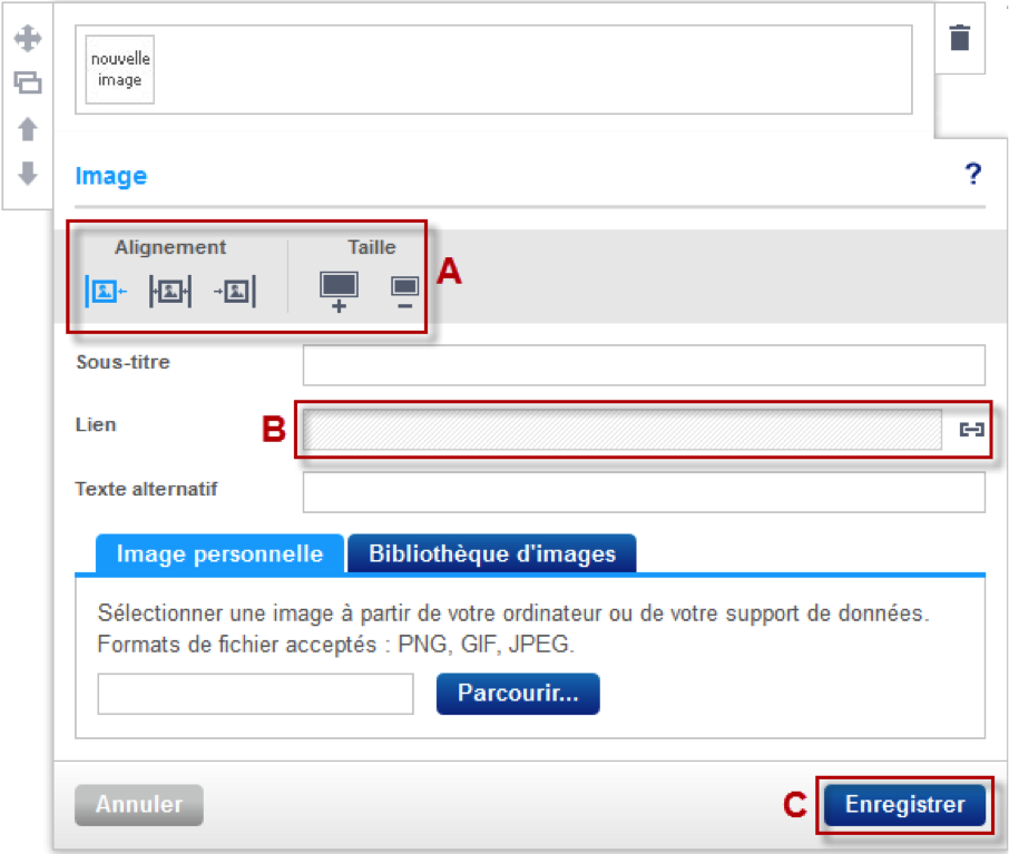 Modifier l'alignement et la taille de l'image