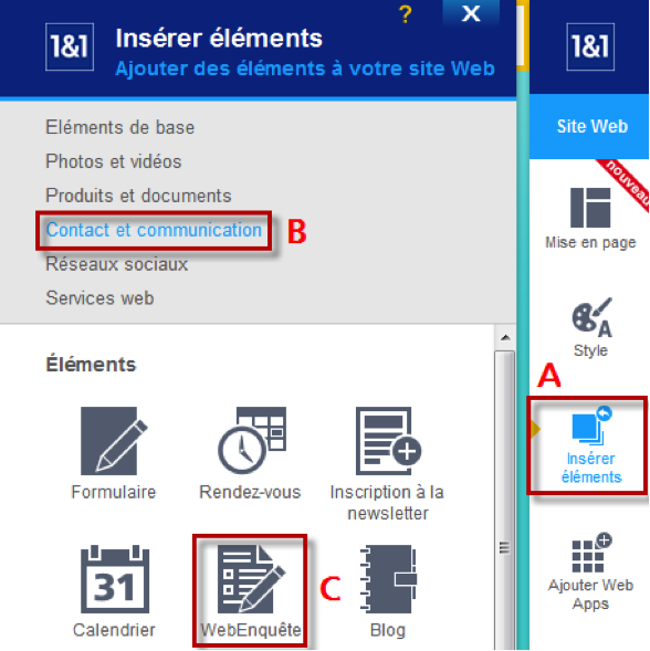 Insérer une WebEnquête