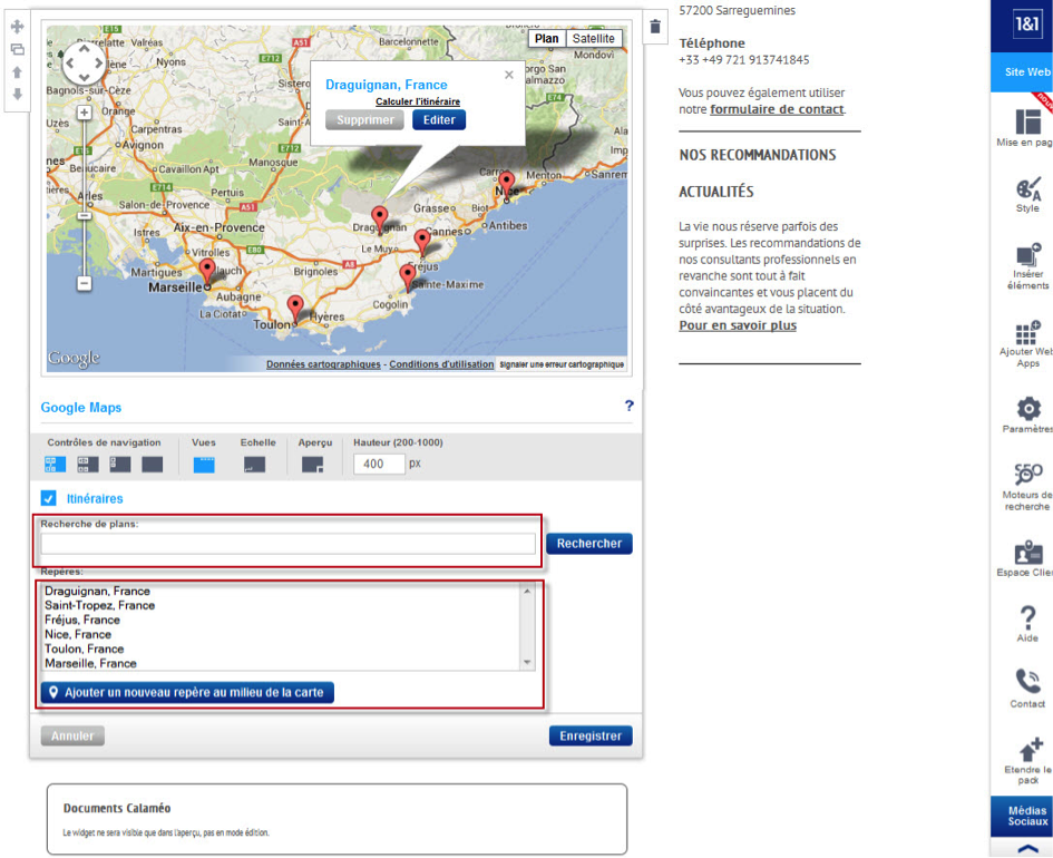 Configurer une Web App avant insertion, exemple de Google Maps