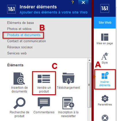 Option de vente d'un produit sur votre site