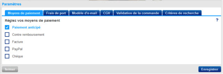 Définition des modalités de paiement
