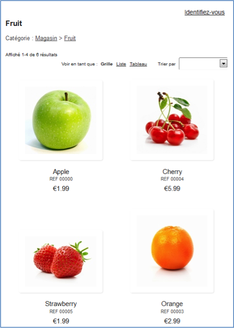 Exemple fruitier d'e-boutique