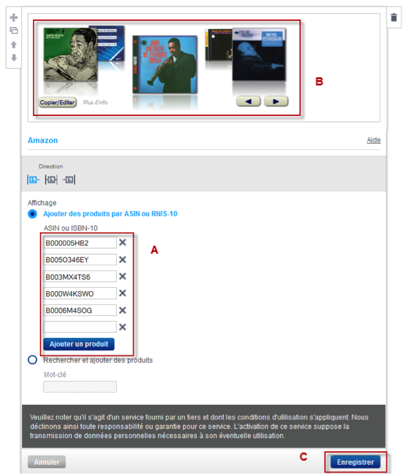 Insérer la Web App Amazon
