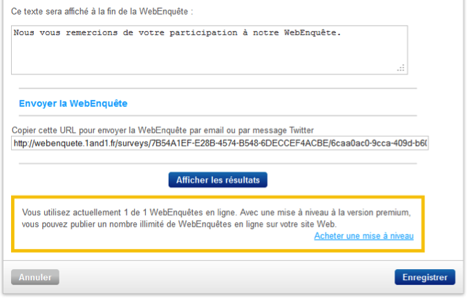 Publier la Web Enquête