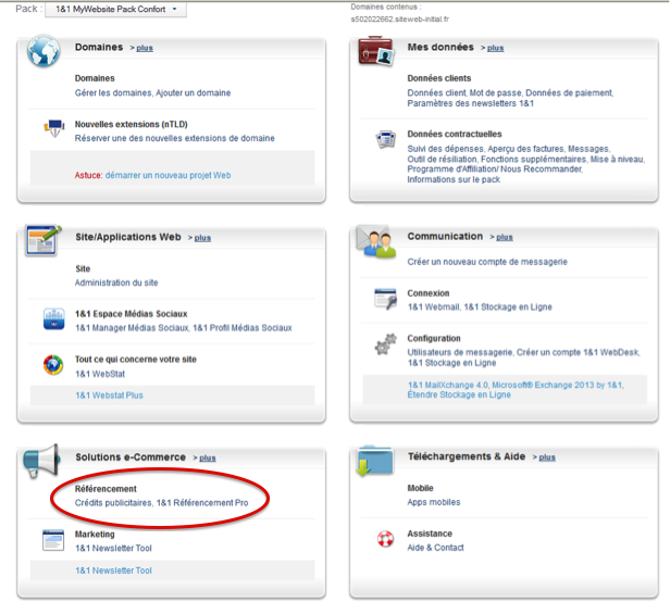 Outil de référencement dans votre Espace Client